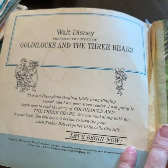Vintage Walt Disney Goldilocks and the Three Bears Disneyland Record and Book - Picture 5 of 8
